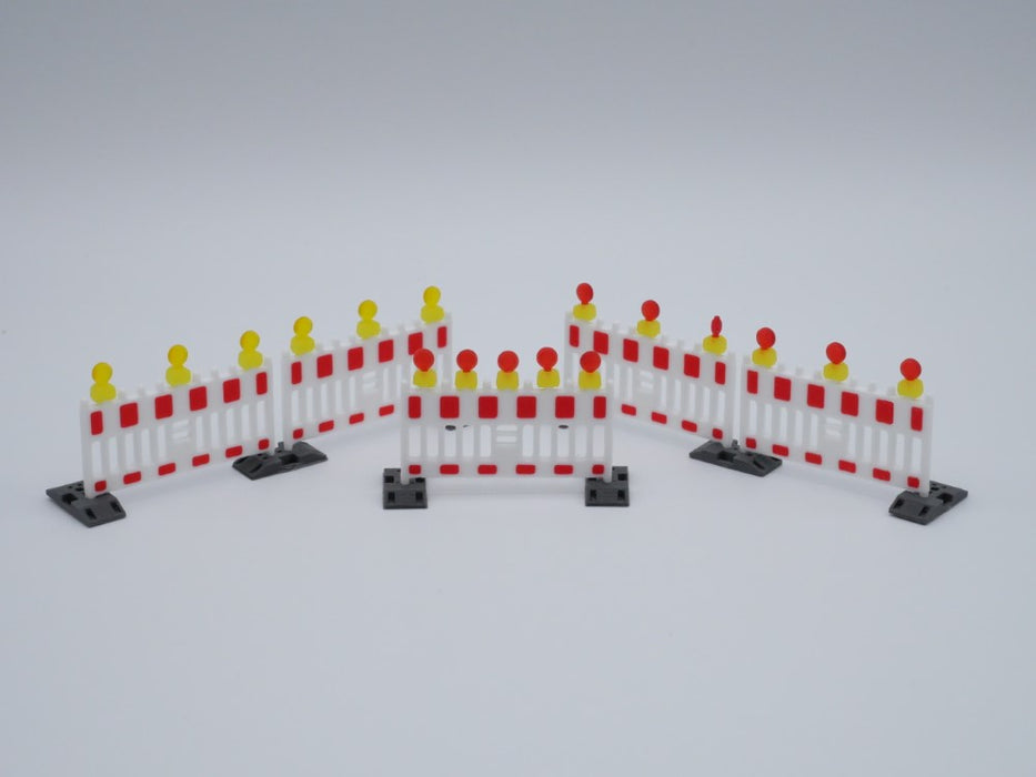Absperrschranke weiß/rot - Maßstab 1:50- 5 Stück - mit 20 Warnleuchten (rot/gelb) inkl. Transportgestell