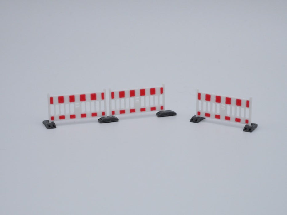 H0 Absperrschranke - Maßstab 1:87 - Farbe rot/weiß - 10 Stück (inkl. Transportgestell)