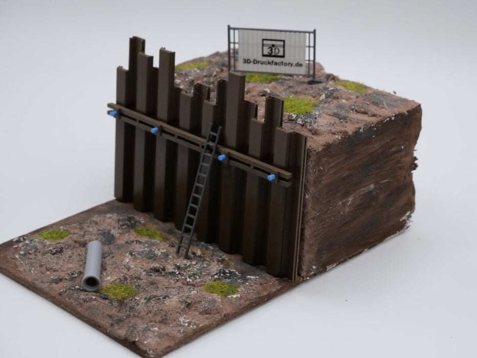 Spundwand - Maßstab H0 1:87 - Höhe 60/65/70mm - Baustelle - Baugrube - Ladegut