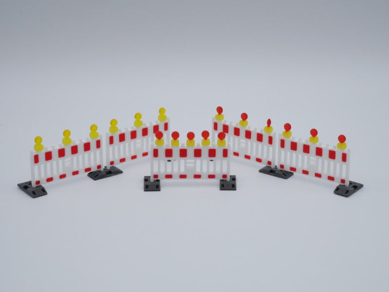 Absperrschranke weiß/rot - Maßstab 1:50- 5 Stück - mit 20 Warnleuchten (rot/gelb) inkl. Transportgestell