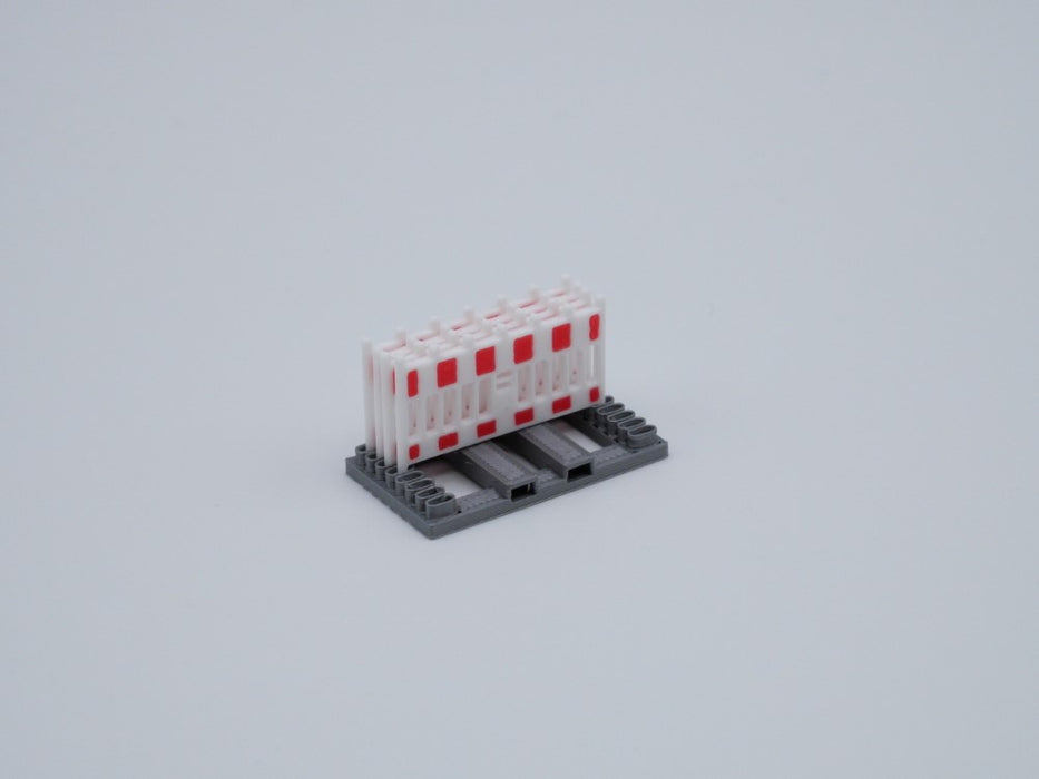H0 Absperrschranke - Maßstab 1:87 - Farbe rot/weiß - 10 Stück (inkl. Transportgestell)