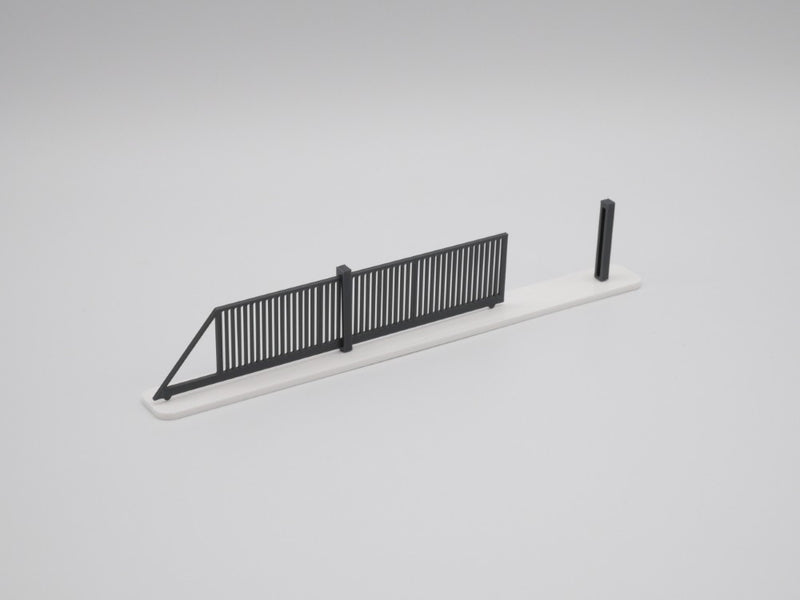 H0 Stahlmattenzaun, Industriezaun, Metallzaun - Anthrazit - Gesamtlänge 100 cm - Set mit Schiebetor