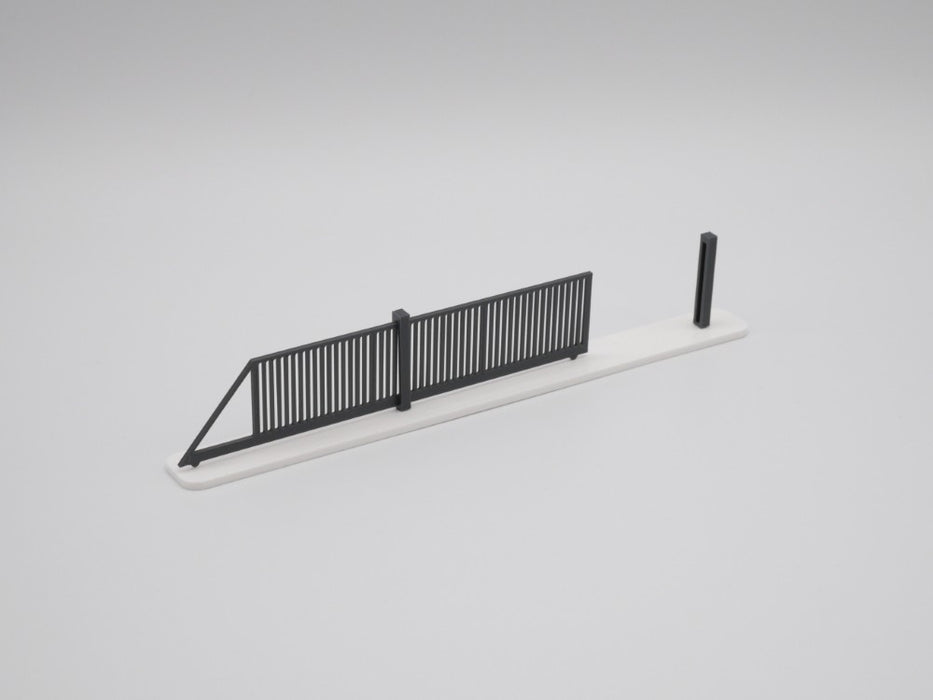 H0 Stahlmattenzaun, Industriezaun, Metallzaun - Anthrazit - Gesamtlänge 100 cm - Set mit Schiebetor