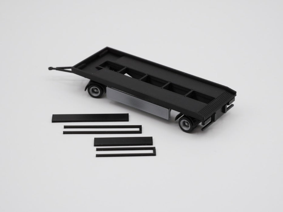 H0 Anhänger - 2achsig - Abrollmulden - Abrollcontainer - Tieflader - Farbe schwarz - Bausatz