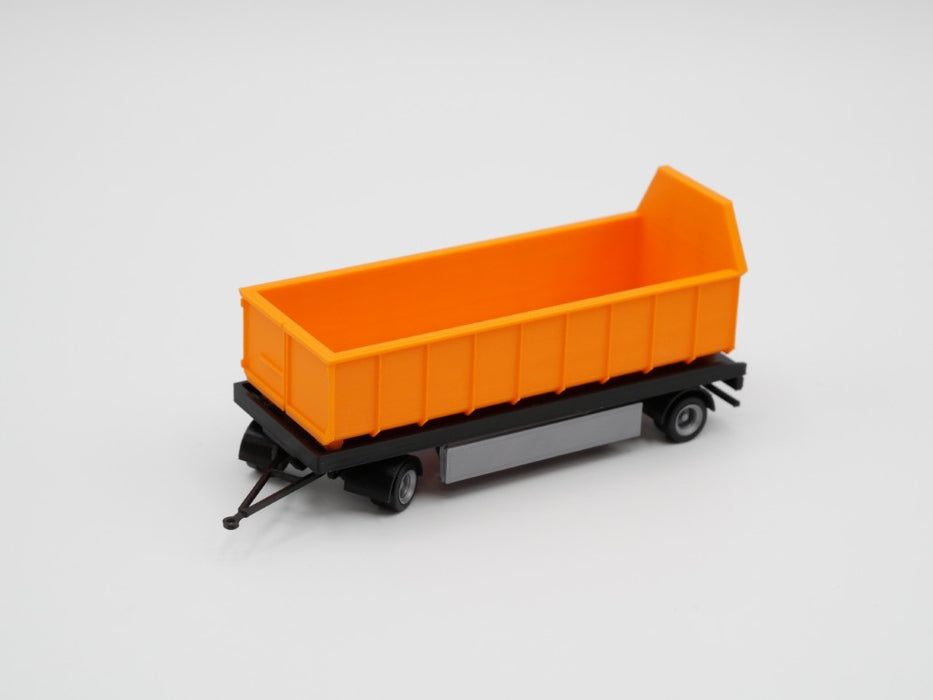 H0 Anhänger - 2achsig - Abrollmulden - Abrollcontainer - Tieflader - Farbe schwarz - Bausatz