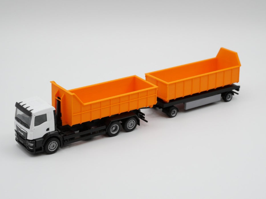 H0 Anhänger - 2achsig - Abrollmulden - Abrollcontainer - Tieflader - Farbe schwarz - Bausatz