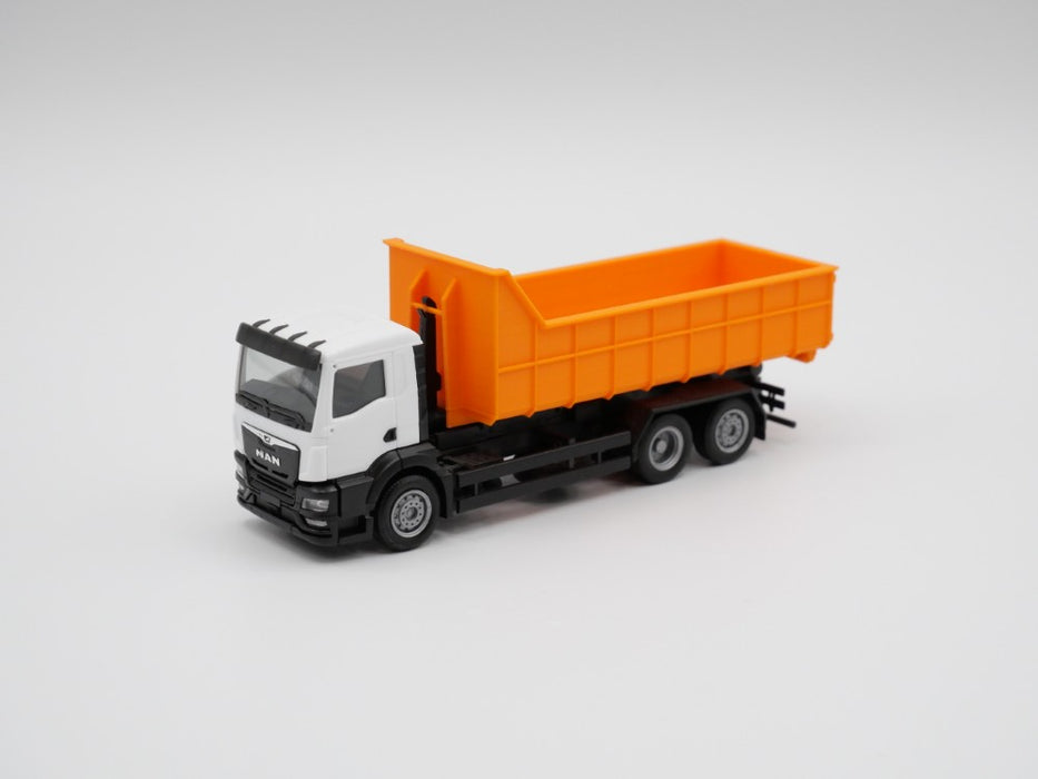 Abrollcontainer Abrollmulde - halbhoch Variante 2 - Spur H0 - 75mm - Farbe: Orange