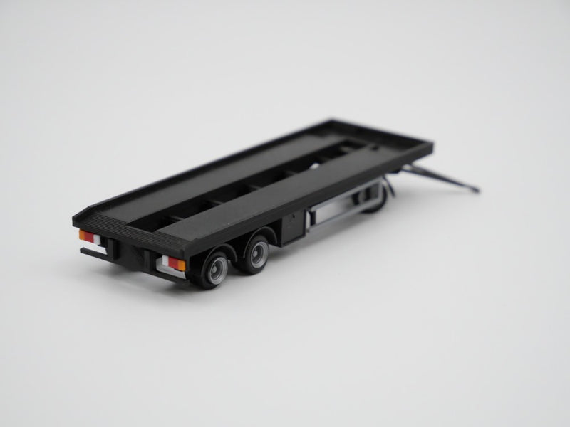 H0 Anhänger - 3achsig - Abrollmulden - Abrollcontainer - Tieflader - Farbe schwarz - Bausatz