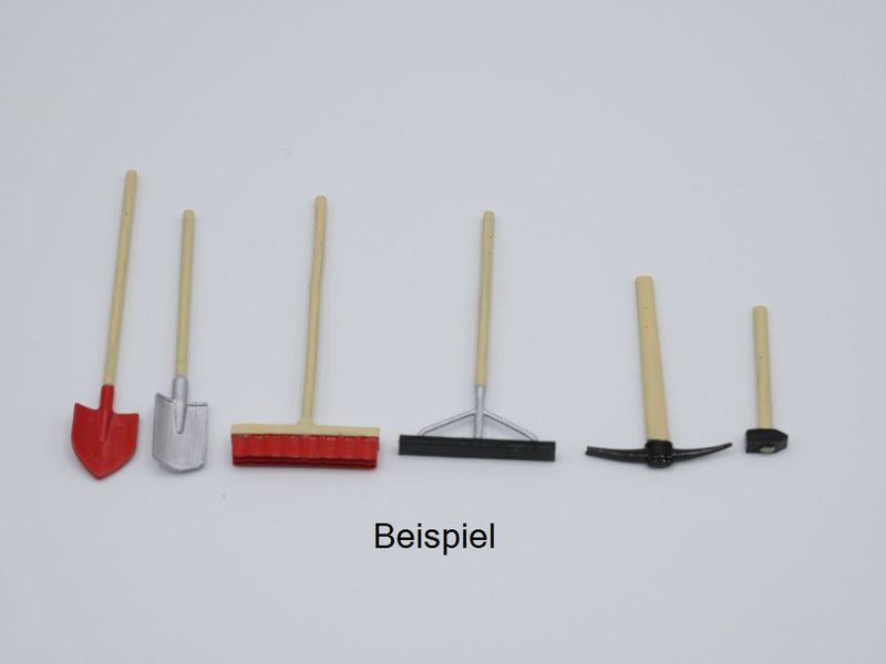 Werkzeuge - Besen, Schaufel, Spaten, Vorschlaghammer, Spitzhacke, Teerverteiler - Maßstab 1:32