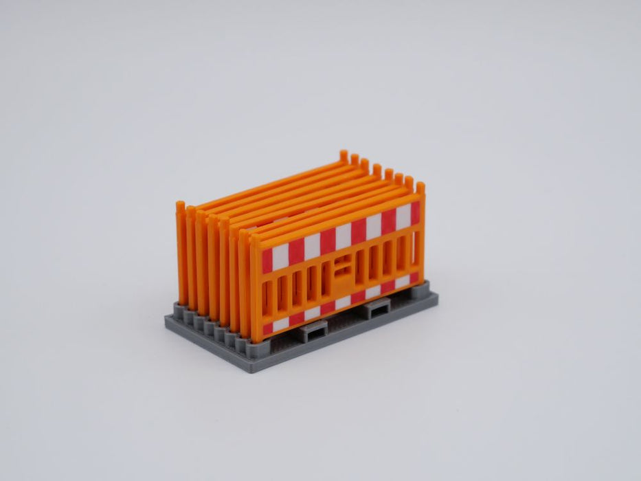 Absperrschranke orange/weiß/rot - Maßstab 1:50 - 8 Stück inkl. Transportgestell