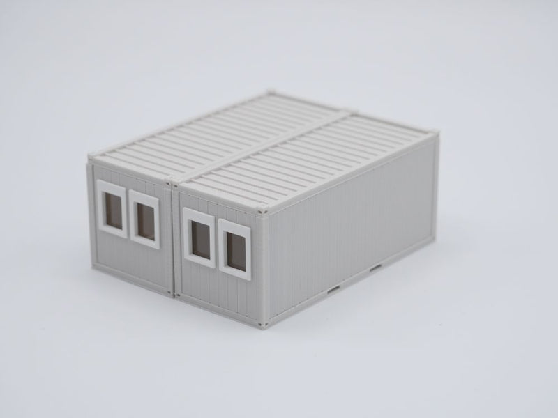 Doppel Bürocontainer  - Baucontainer - Maßstab 1:87 - Farbe: lichtgrau