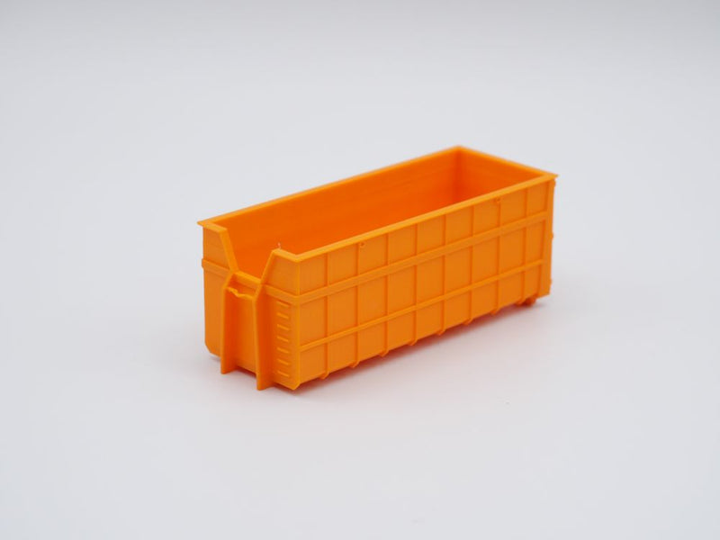 Abrollcontainer Abrollmulde mit Kranausschnitt - Spur H0 - 75mm - Farbe: Orange