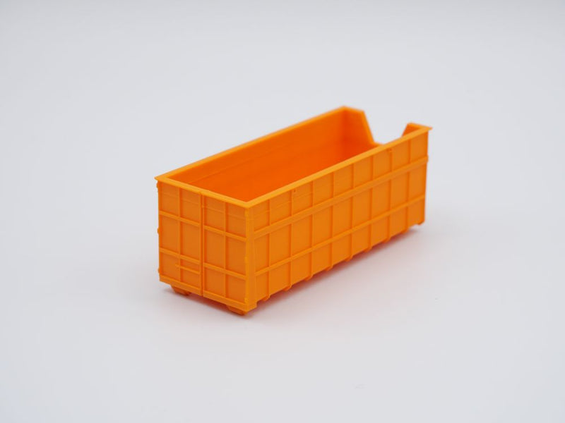 Abrollcontainer Abrollmulde mit Kranausschnitt - Spur H0 - 75mm - Farbe: Orange