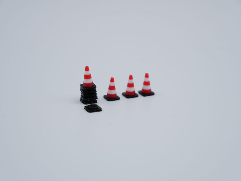 H0 Leitkegel  rot/weiß Fuß schwarz - 20 Stück