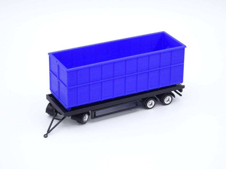 Abrollcontainer Abrollmulde - Spur H0 - lange Version (85mm) 40m³ - Farbe: Blau - Bausatz