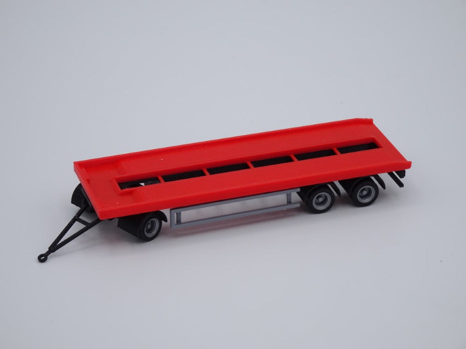 H0 Anhänger - 3achsig - Abrollmulden - Abrollcontainer -Tieflader - Farbe rot/schwarz - Bausatz