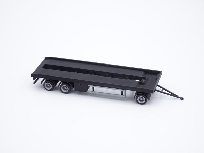 H0 Anhänger - 3achsig - Abrollmulden - Abrollcontainer - Tieflader - Farbe schwarz - Bausatz