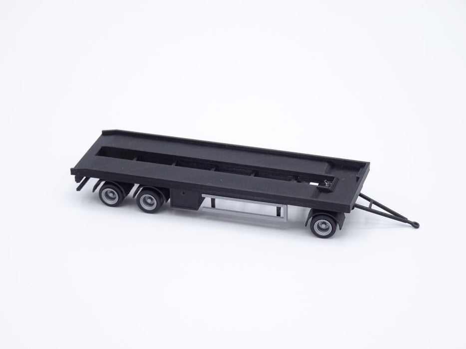 H0 Anhänger - 3achsig - Abrollmulden - Abrollcontainer - Tieflader - Farbe schwarz - Bausatz