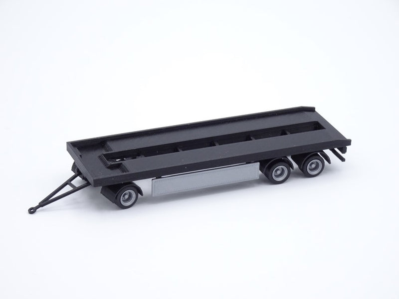 H0 Anhänger - 3achsig - Abrollmulden - Abrollcontainer - Tieflader - Farbe schwarz - Bausatz