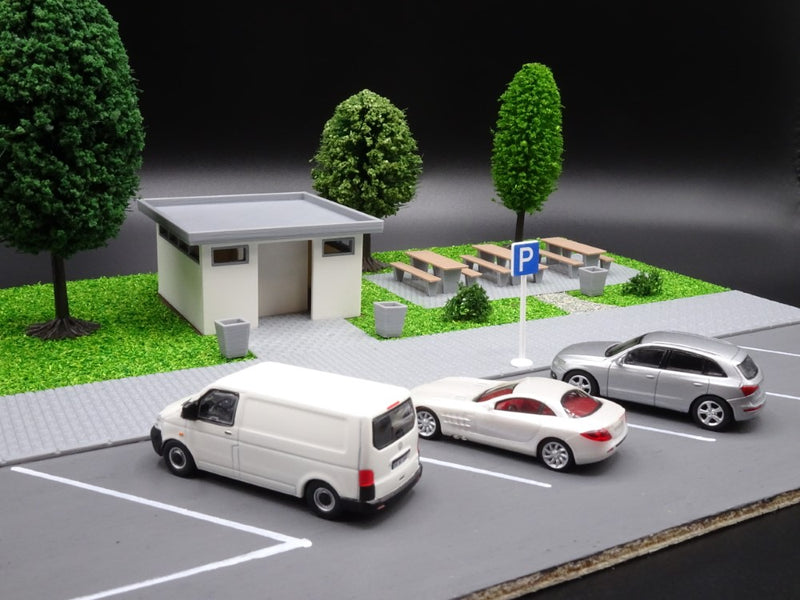H0 Rastplatz inkl. WC-Anlage - Autobahn - Parkplatz
