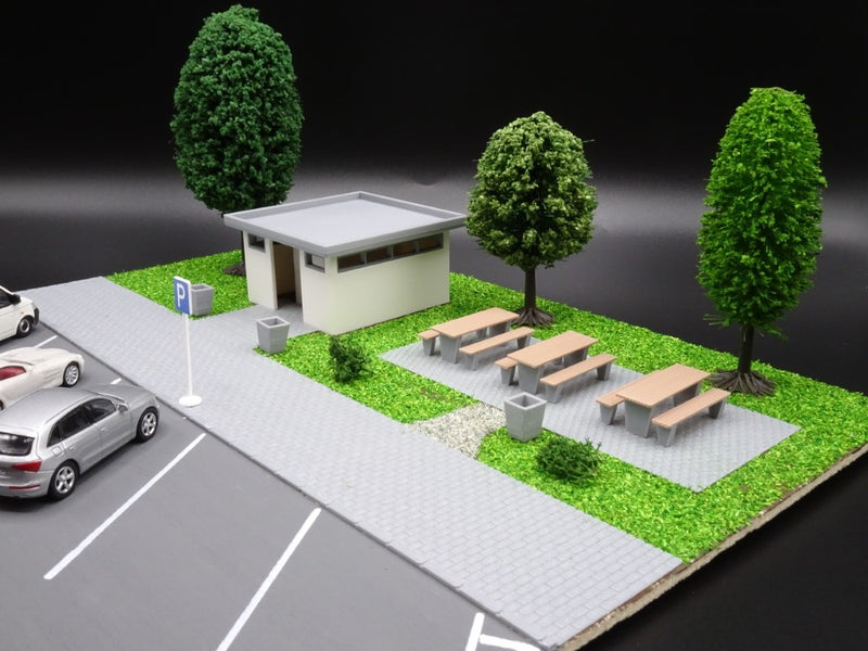 H0 Rastplatz inkl. WC-Anlage - Autobahn - Parkplatz